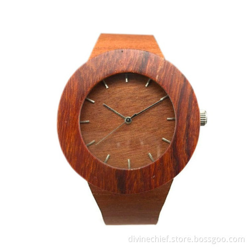 Watch Factory Custom High Quality Genuine Leather Band Wooden Watch For Lady